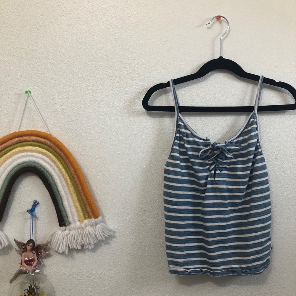 blue & white striped  tank top 💙